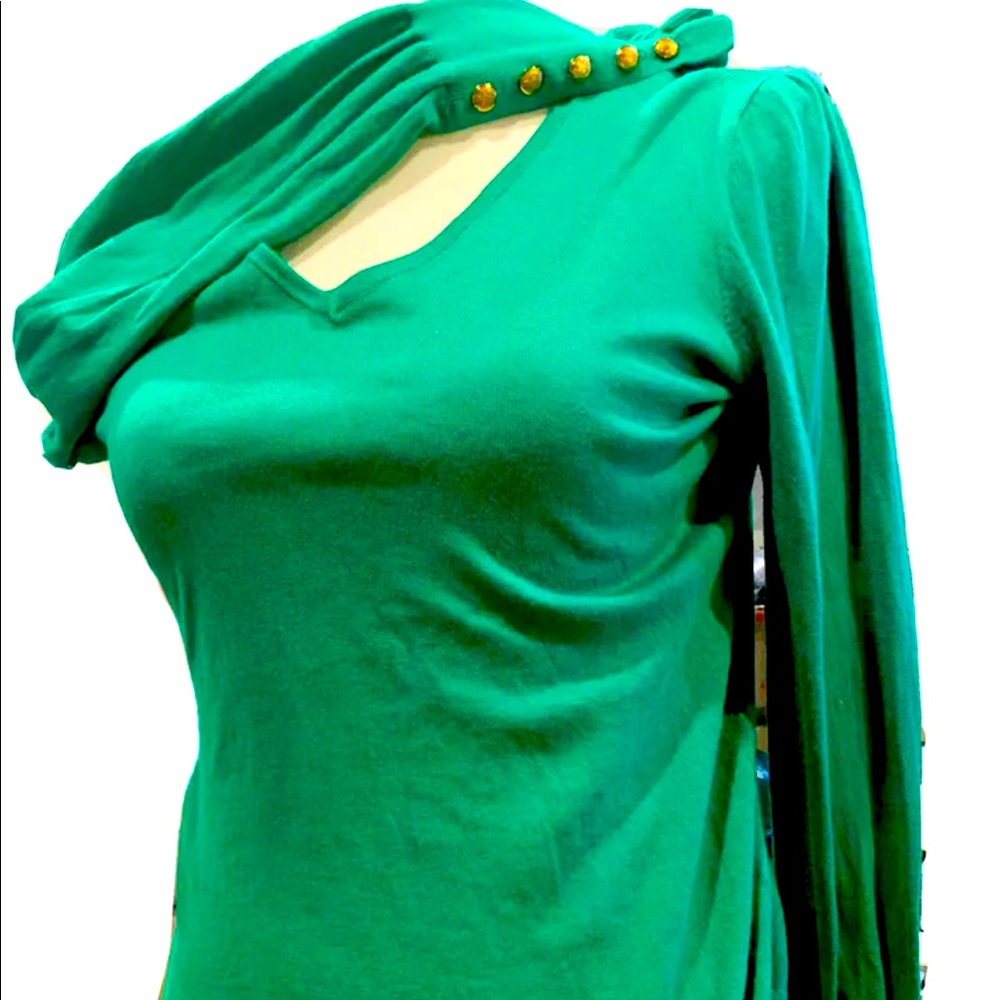 Ralph Lauren Black Label Cable Knit V-Neck Holly Green Gold Buttons Sz SP